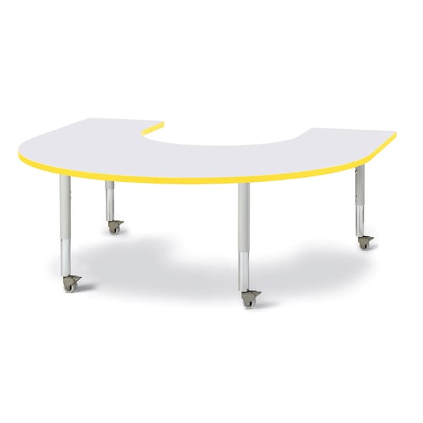 Berries Horseshoe Activity Table, 66 in. x 60 in., Mobile, Freckled Gray/Yellow/Gray